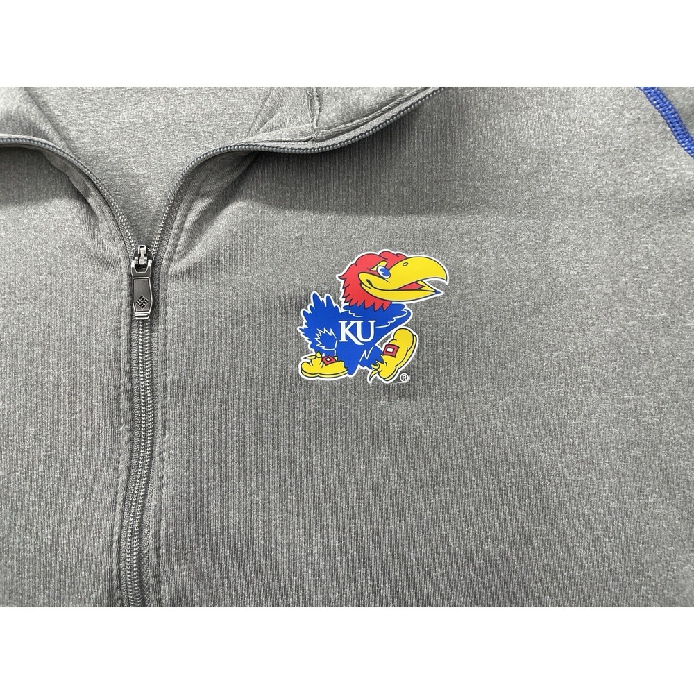 Columbia Golf Kansas Jayhawks 1/4 Zip Pullover Gray Men's Large College - Picture 2 of 8
